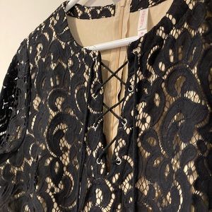 Black 3/4 Sleeve Lace Dress